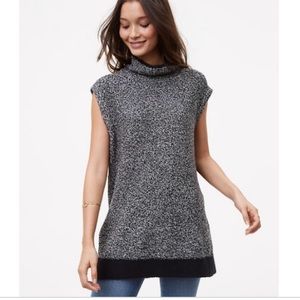 Sleeveless mock neck marbled tunic sweater